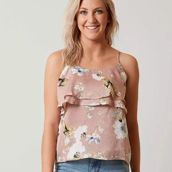 Satin Like Floral Flutter Tank - Picture 1 of 8